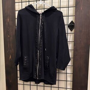 Juicy Couture Black Hooded Sweatshirt with Sequin Detail